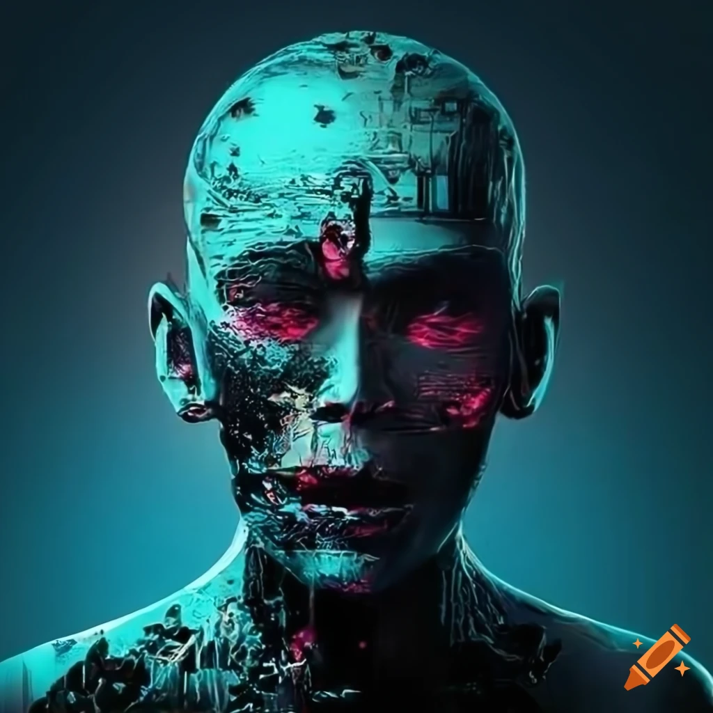 album cover of hardstyle music with AI theme