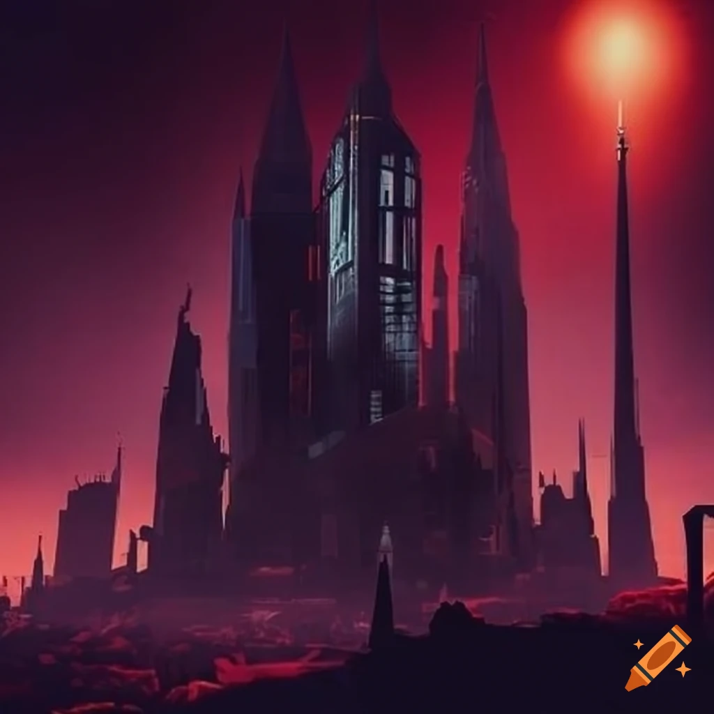 Scifi building with vampire aesthetic on craiyon