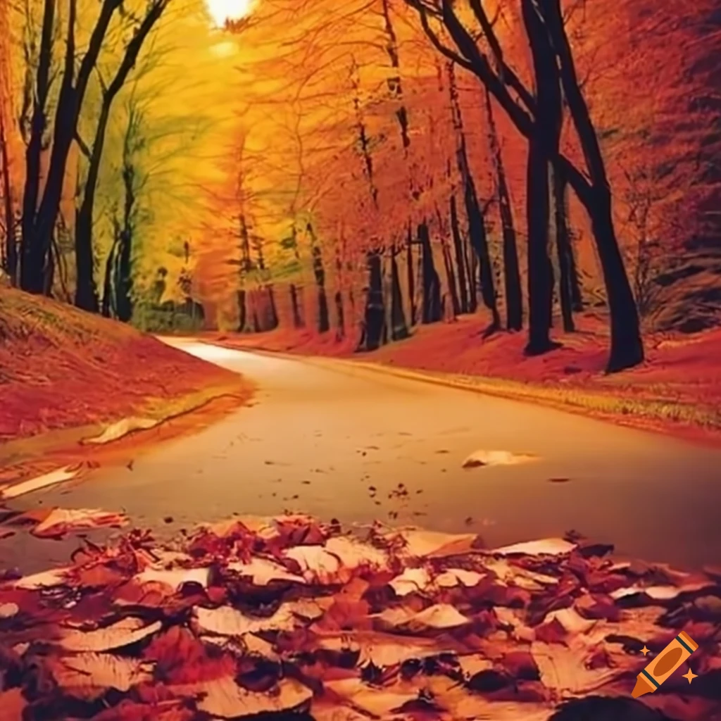 Fall Season With Falling Leaves
