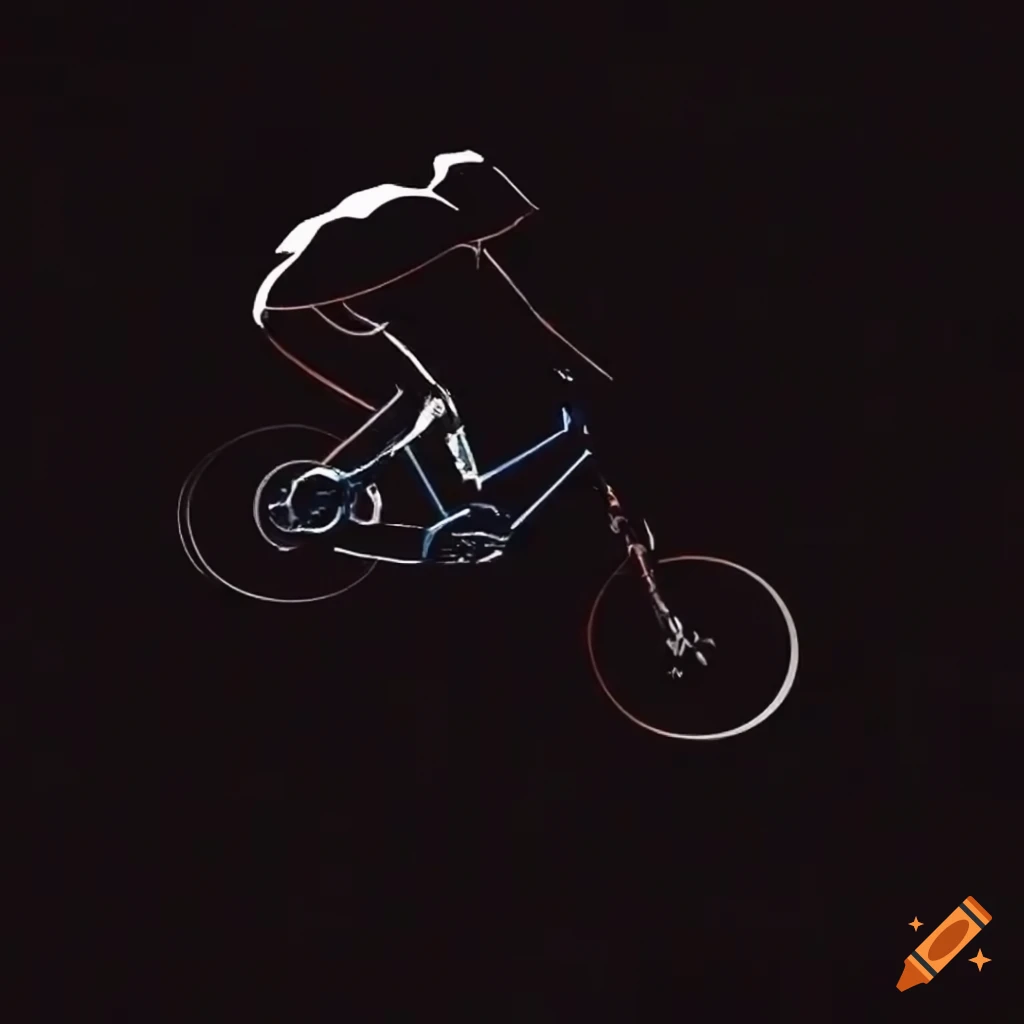 silhouette of a mountain biker going downhill