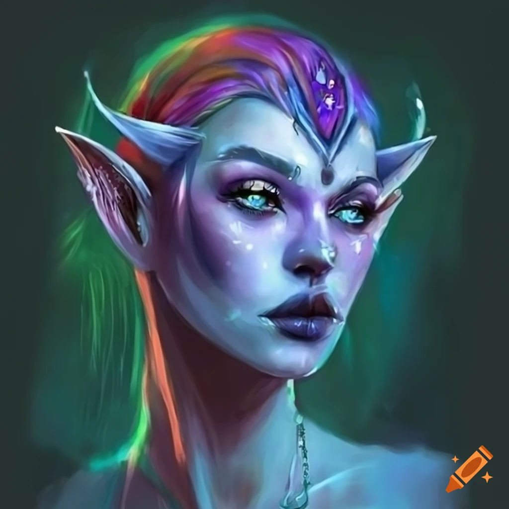 Colorful depiction of a female night elf