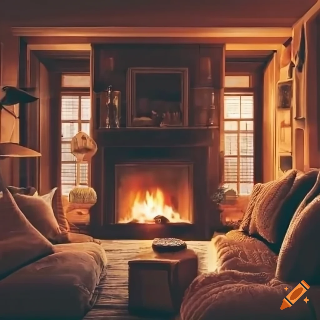 cozy winter living room with a fireplace