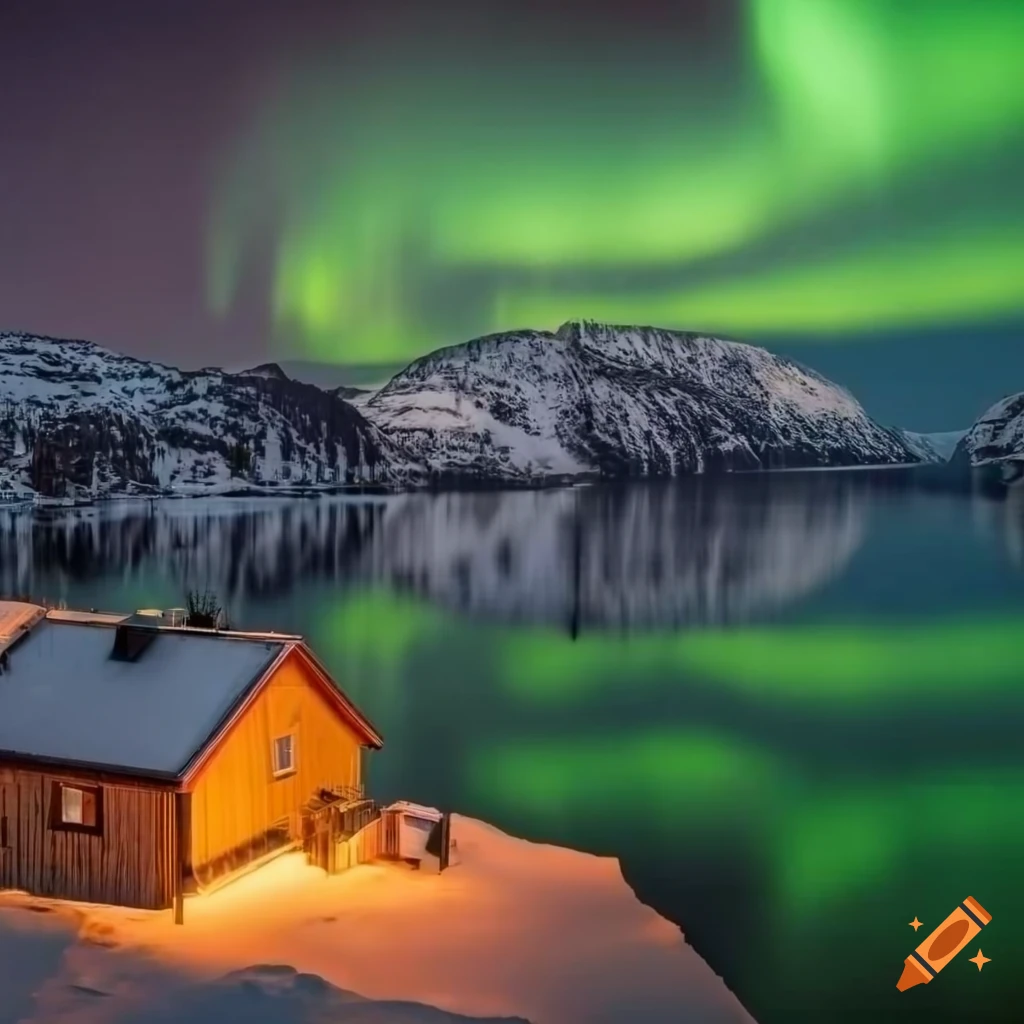 Small House With An Aurora Background, Pictures Of The Northern