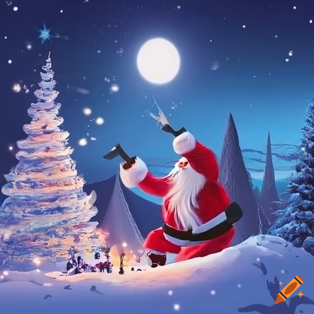 Santa claus on a scout travel