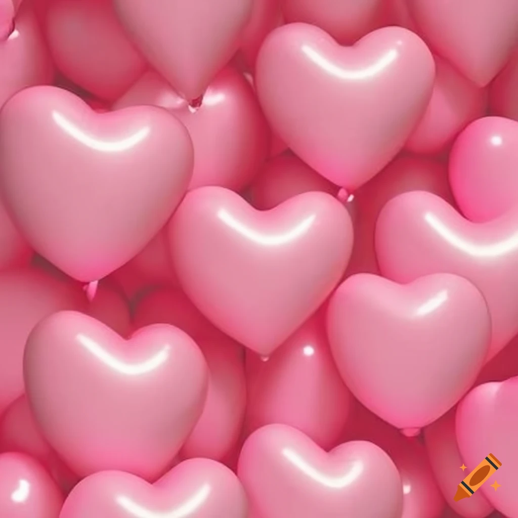 Pink heart-shaped balloons in a cluster on Craiyon