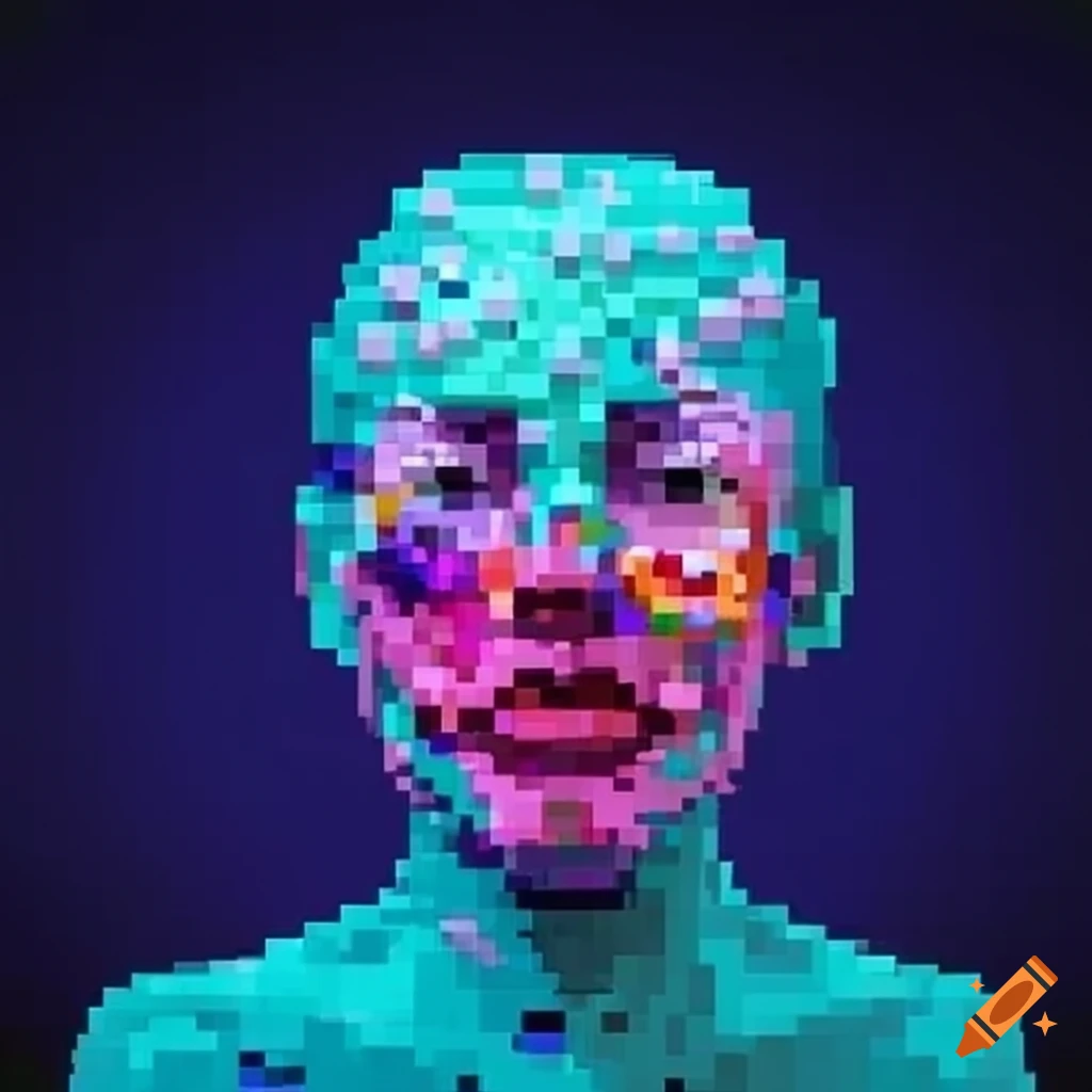 Pixelated Depiction Of A Scientific Head And Bust On Craiyon