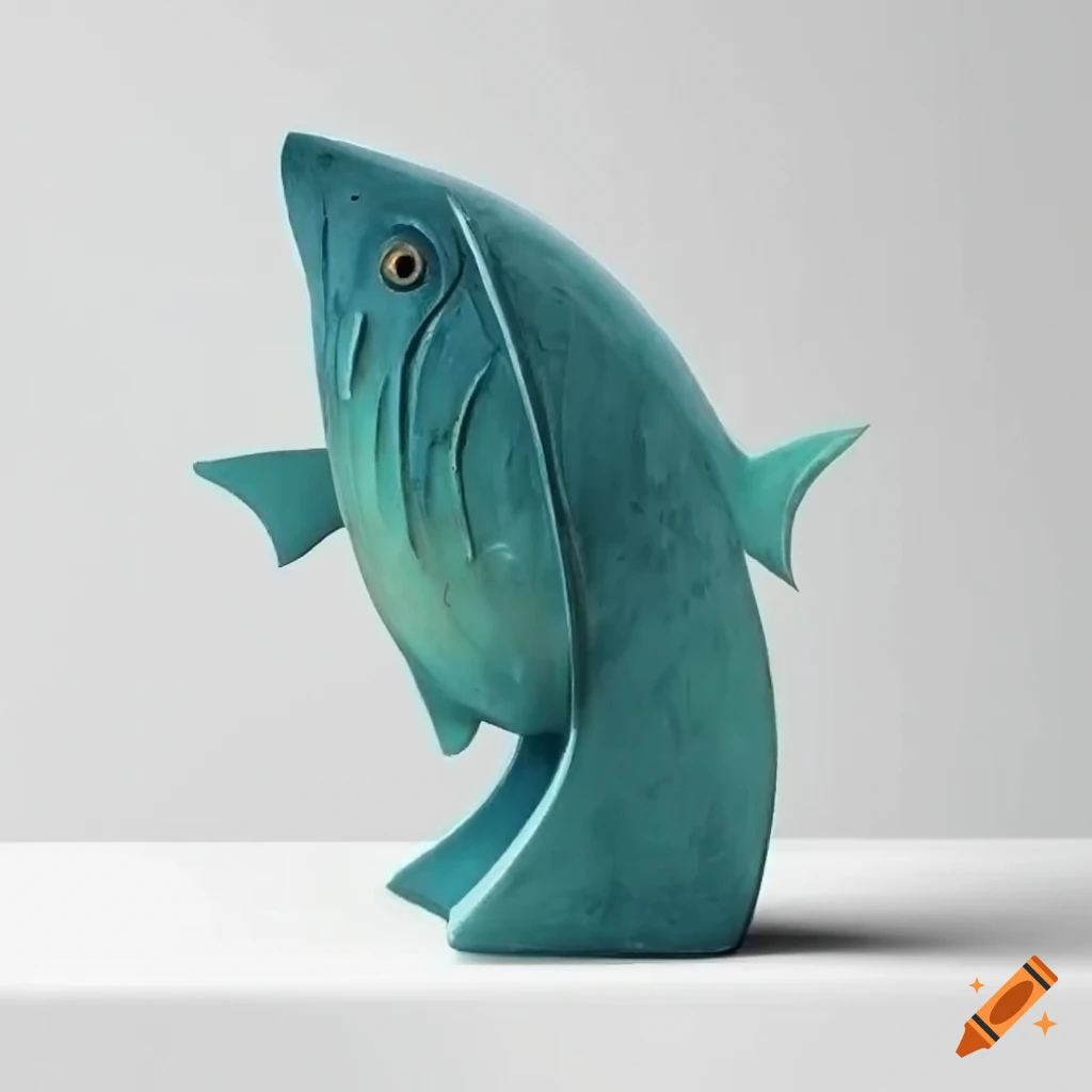 Abstract fish sculpture bust on Craiyon