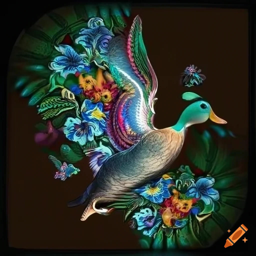 floral ornate patterns with a majestic duck
