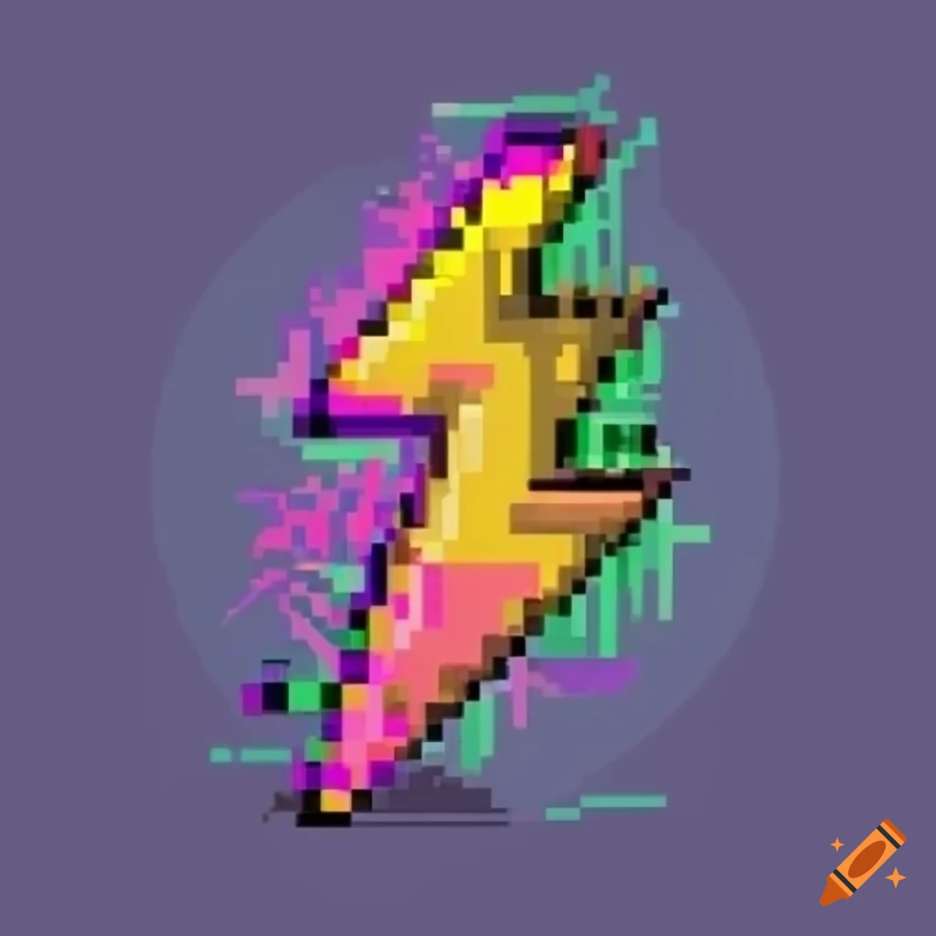 pixelated logo with yellow and white lightning attack