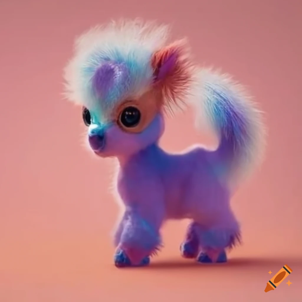 fluffy baby pony with vibrant colors