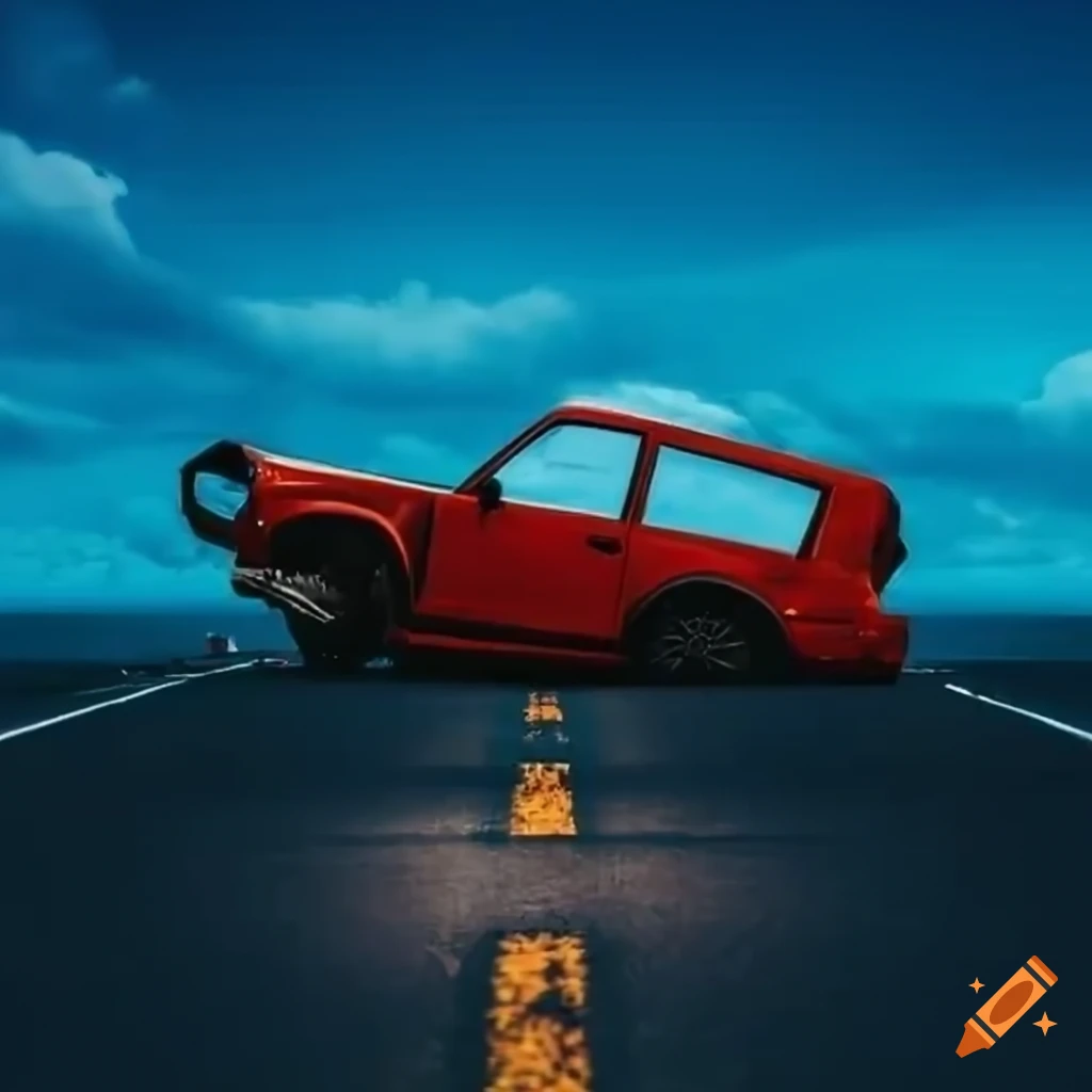 overturned car on the road
