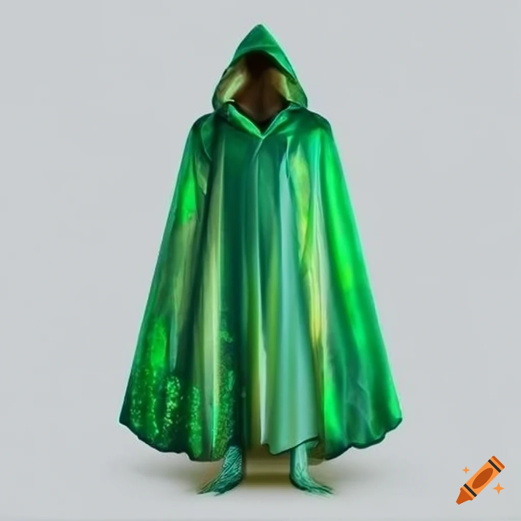 Green and gold sparkly cape with a comic book style on Craiyon