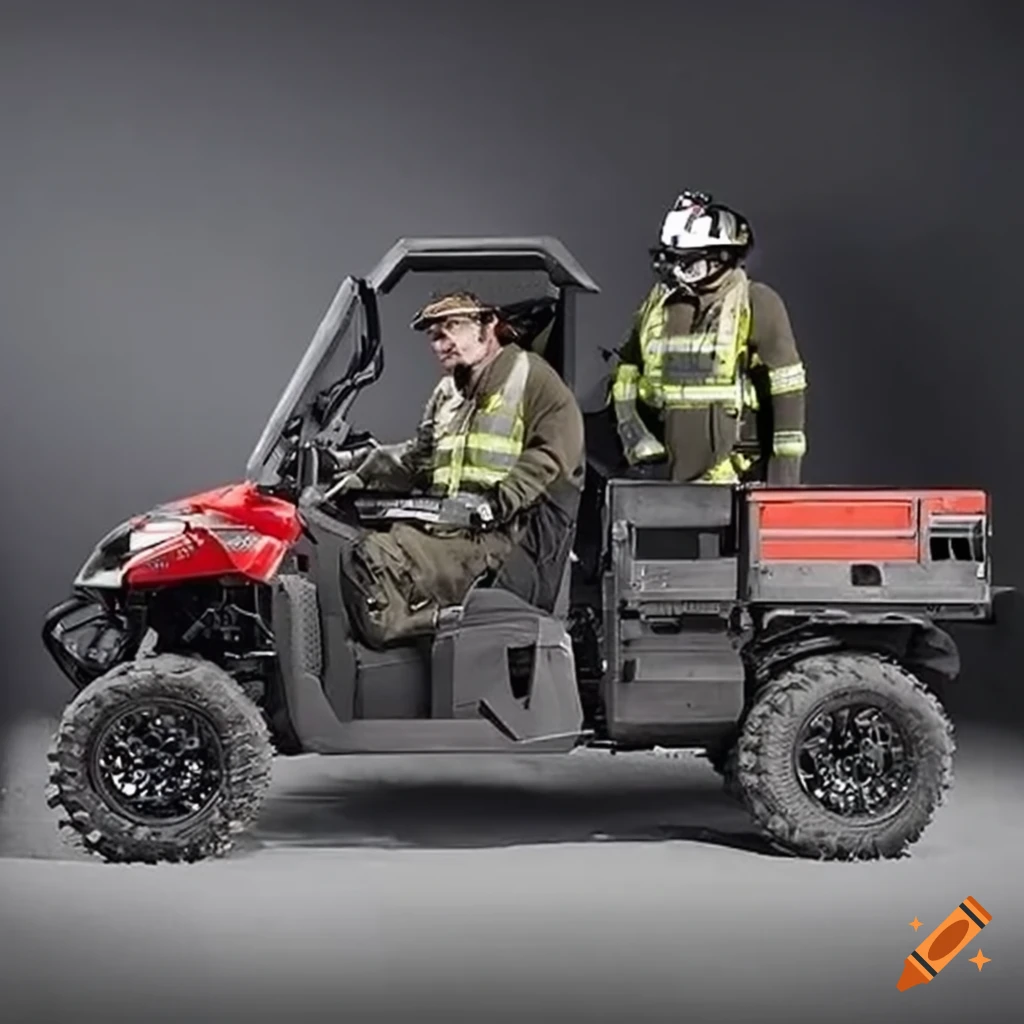 Firefighter driving a polaris ranger to rescue