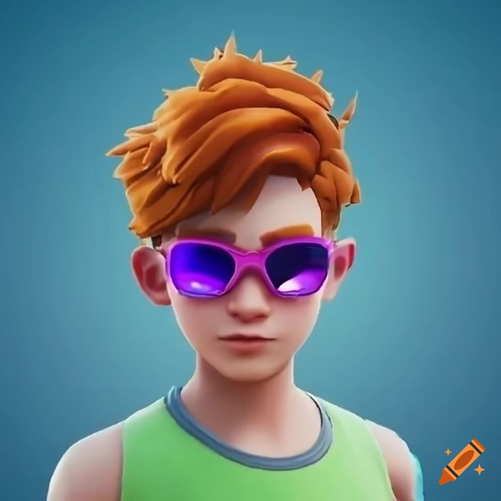 Fashionable 10 year old boy with ginger hair and sunglasses