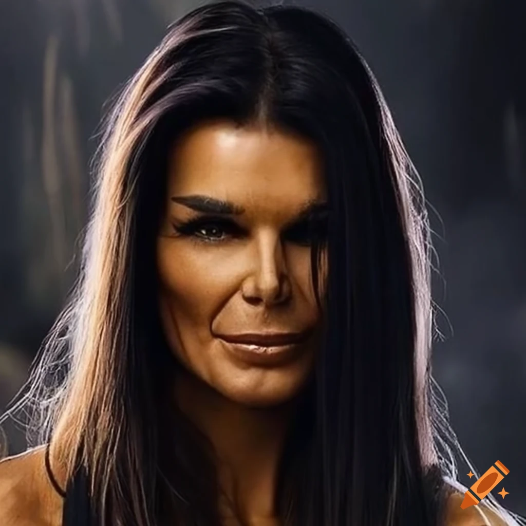 Angie harmon as a skeletal warrior bodybuilder on craiyon