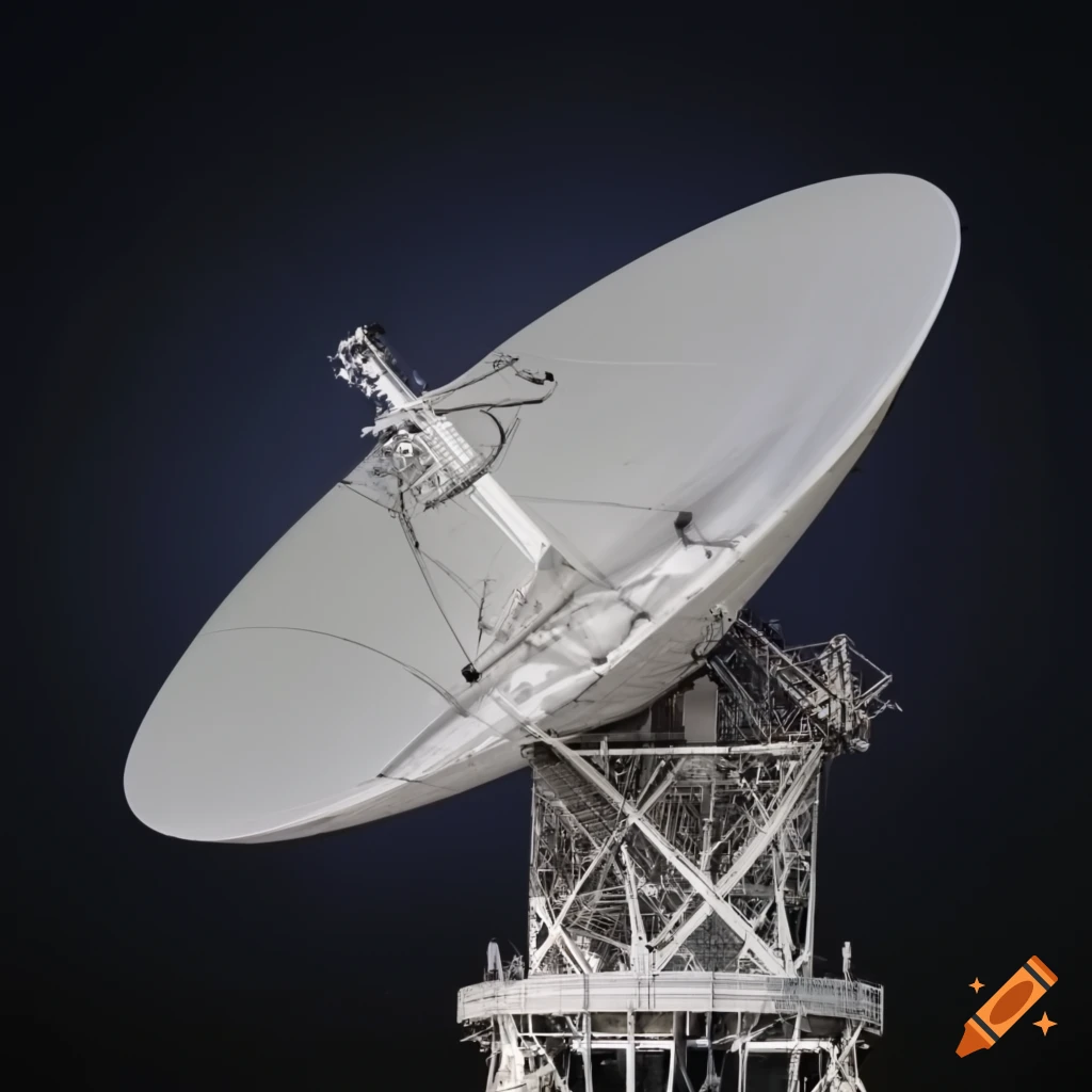 Closeup photo of a small radio telescope on Craiyon