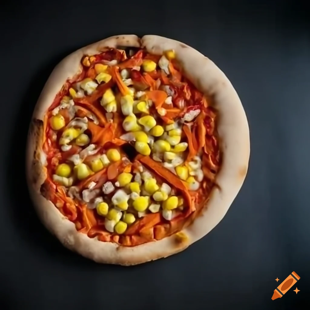 Vegetarian pizza made with carrots and corn on Craiyon