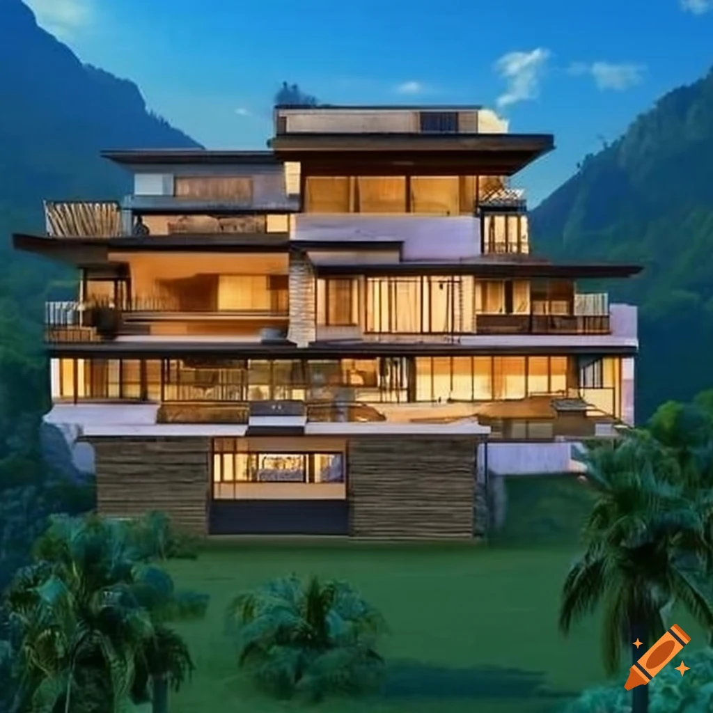 Scenic indian mansion surrounded by mountains