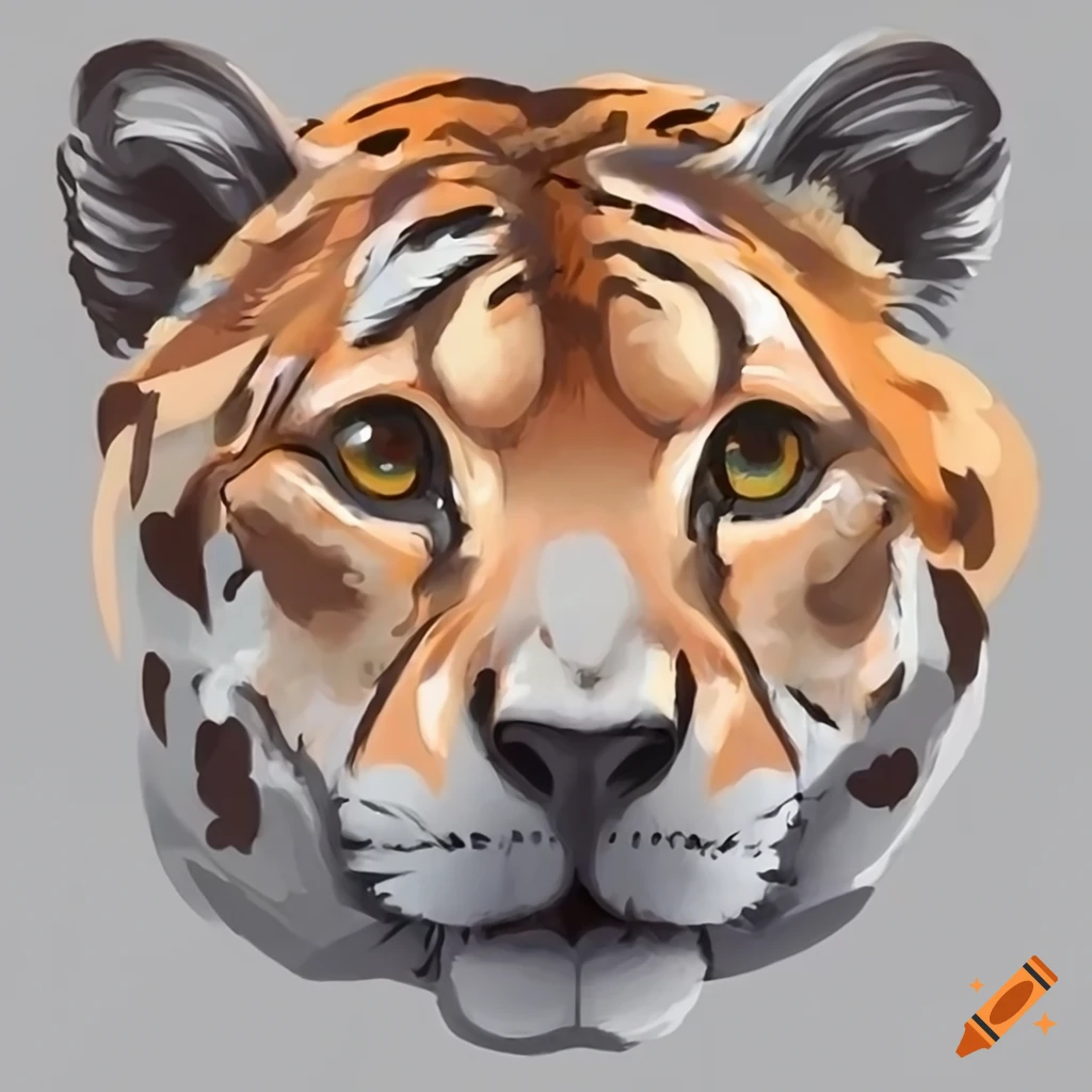 Smilodon tiger with orange fur and emerald green eyes on Craiyon