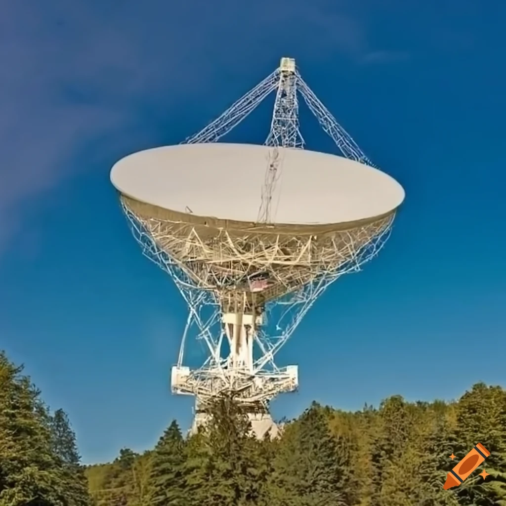 Closeup photo of a small radio telescope on Craiyon