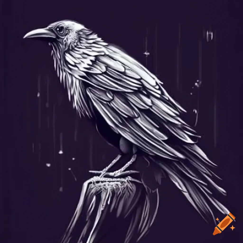 detailed crow tattoo design