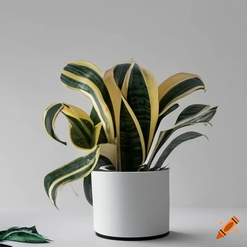 white potted Sansevieria plant in a room with white floor tiles