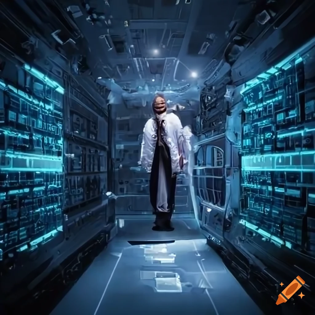 image of a man in space surrounded by technology