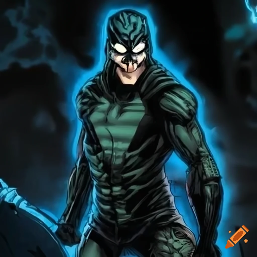 illustration of a dark comic hero
