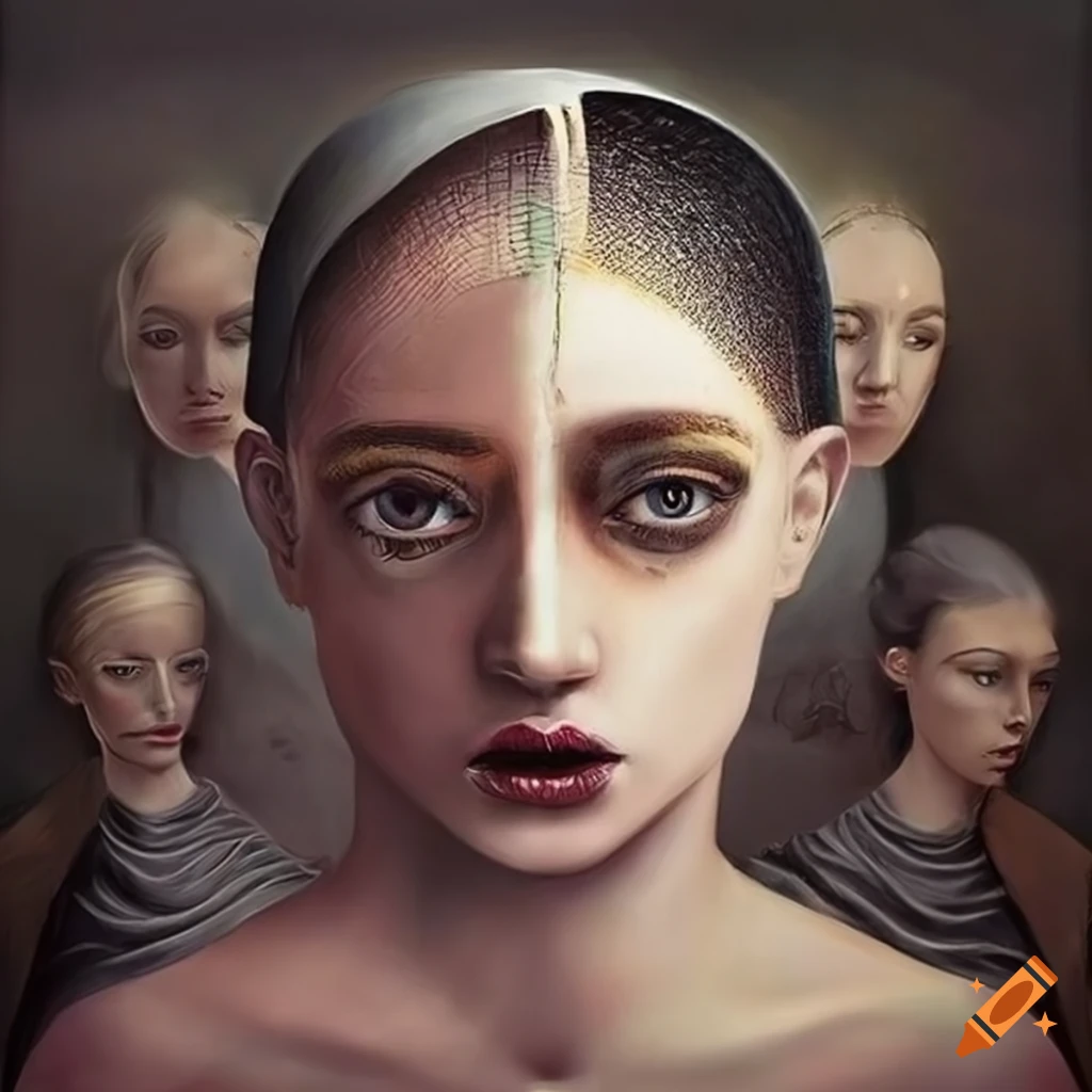 Surrealist artwork with a mix of men and women on craiyon