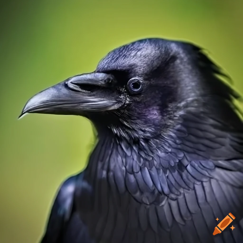 photo of a crow with a gentle gaze