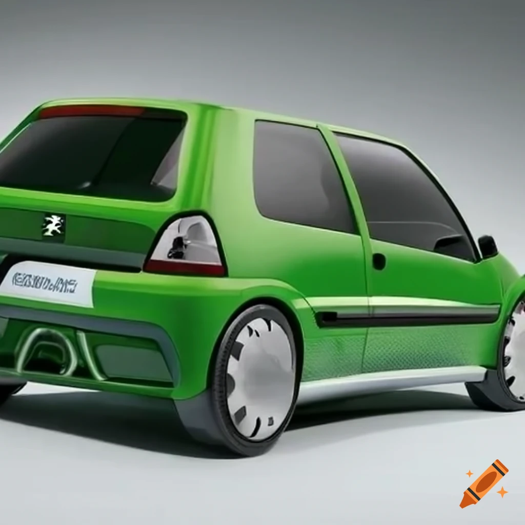 Green peugeot 106 ev concept car on Craiyon