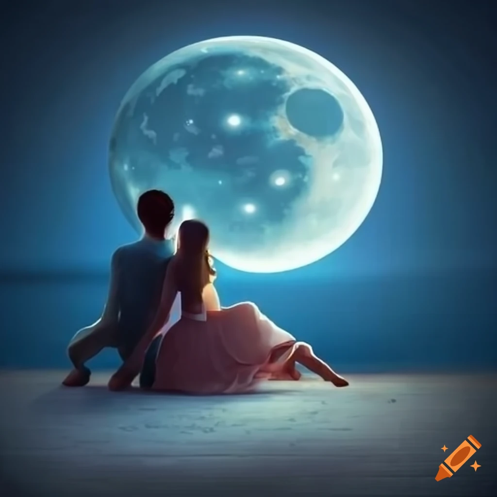 couple enjoying a romantic night under the moonlight