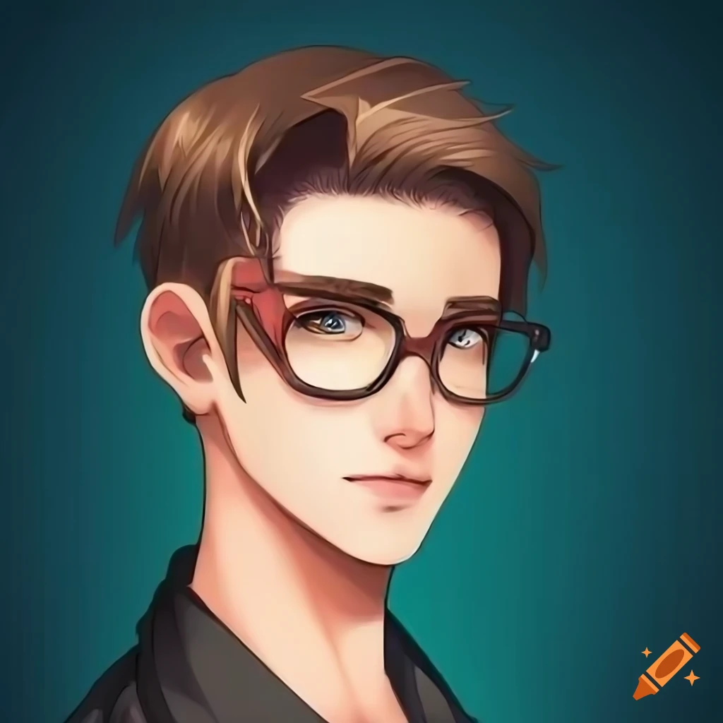 Cartoon Character With Short Dark Brown Hair And Green Eyes In A Red