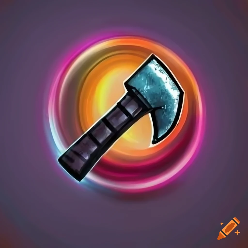 Vibrant video game axe logo on Craiyon