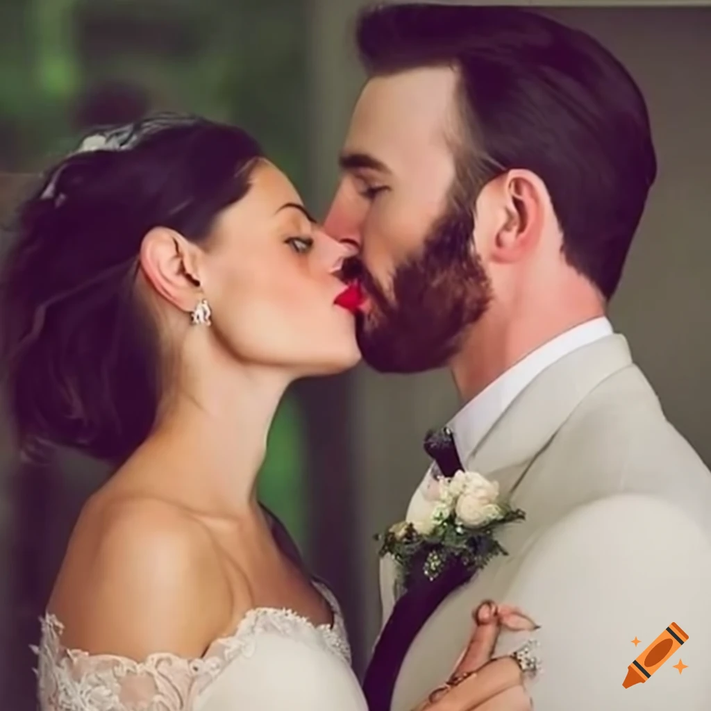 Phoebe Tonkin and Chris Evans sharing a passionate kiss on Craiyon, image size:1024x1024