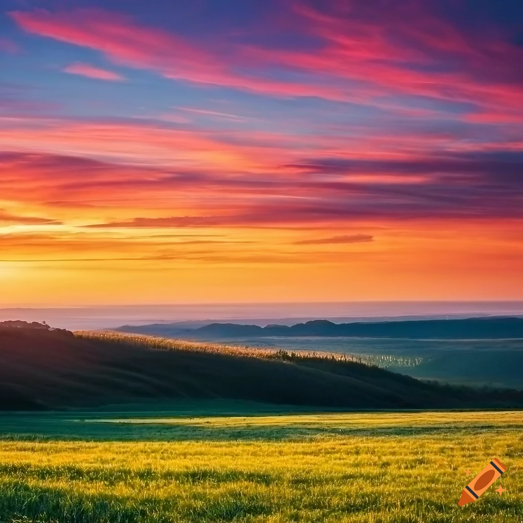 stunning sunset landscape with vibrant colors