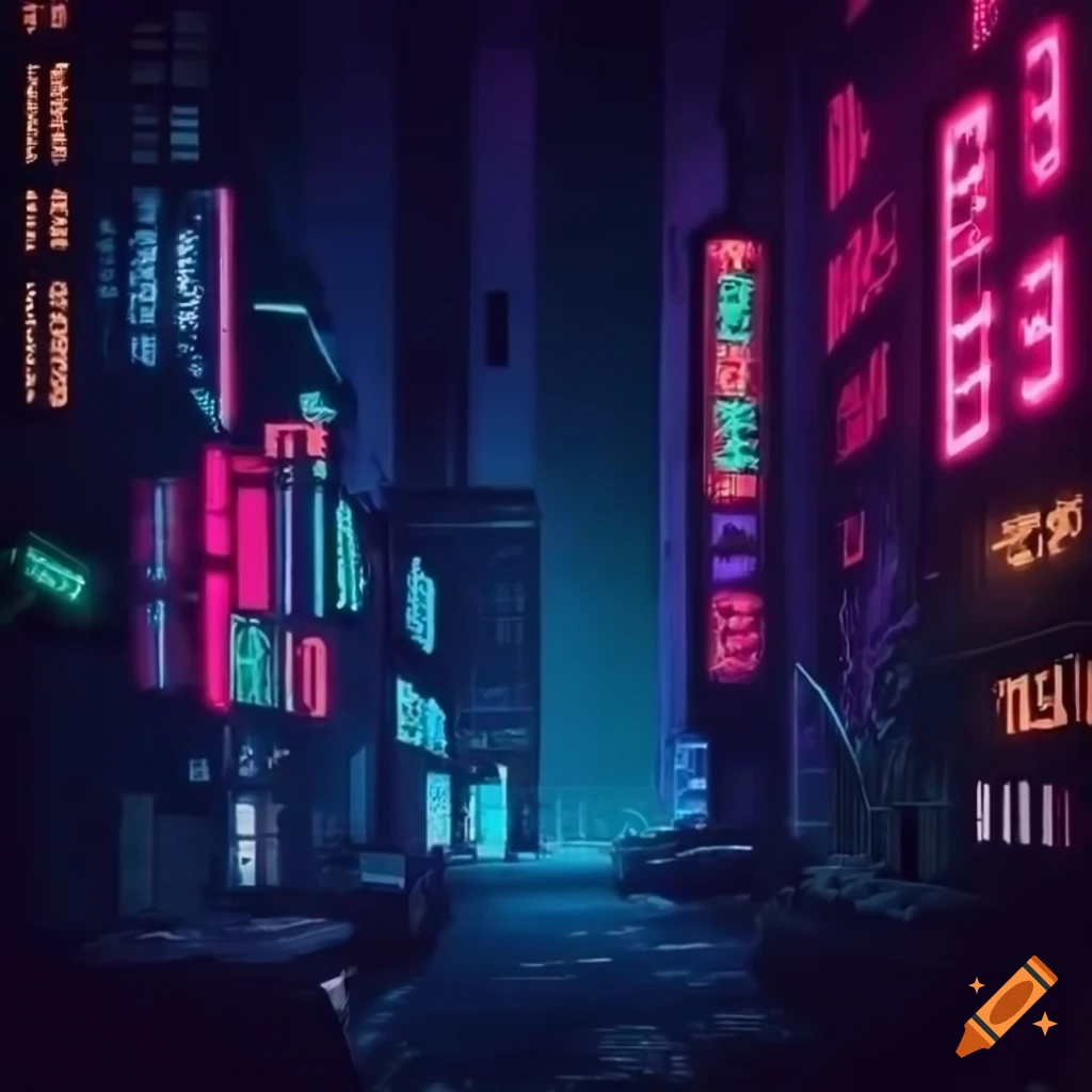 Cyberpunk City At Night With Neon Lights 4138