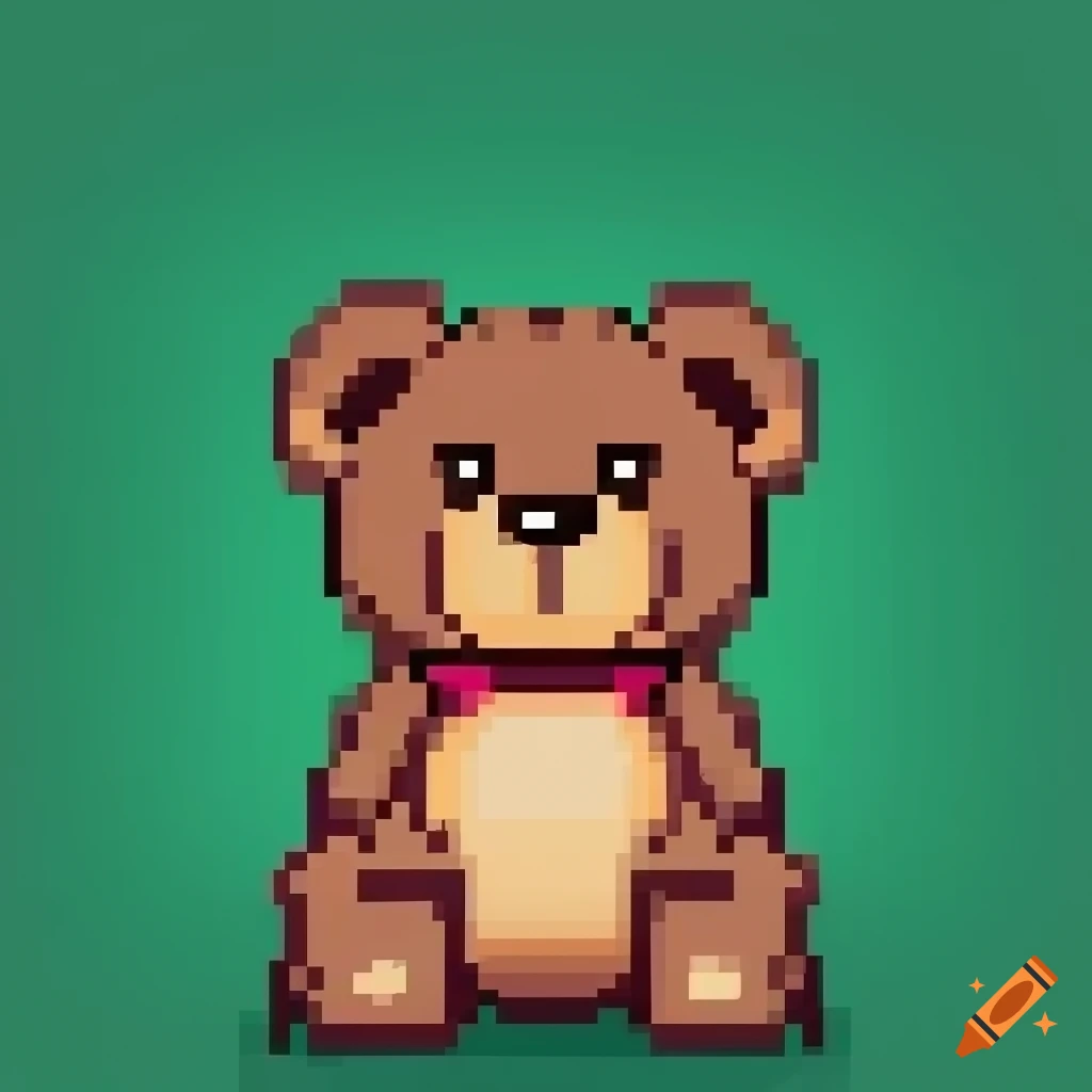 Pixel art illustration teddy bear. Pixelated teddy bear. cute