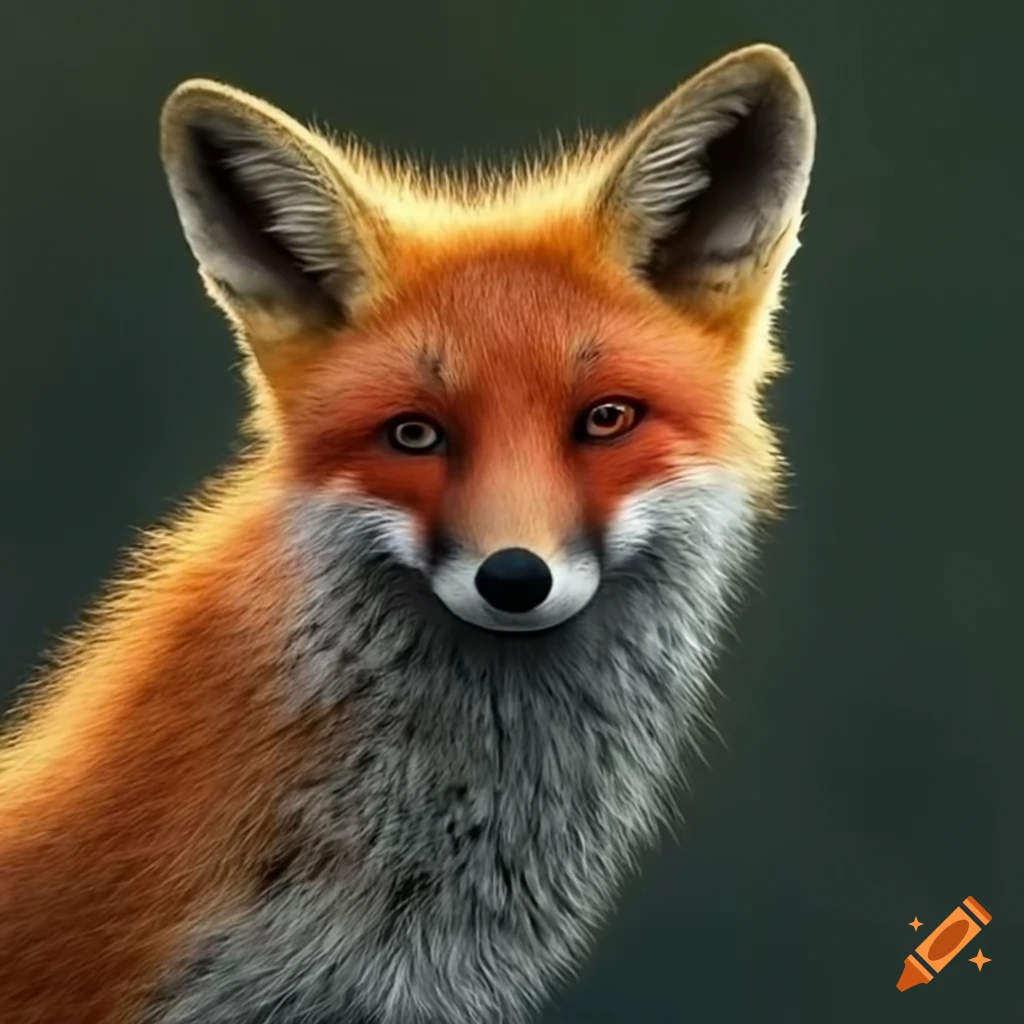 Close-up photo of a fox on Craiyon