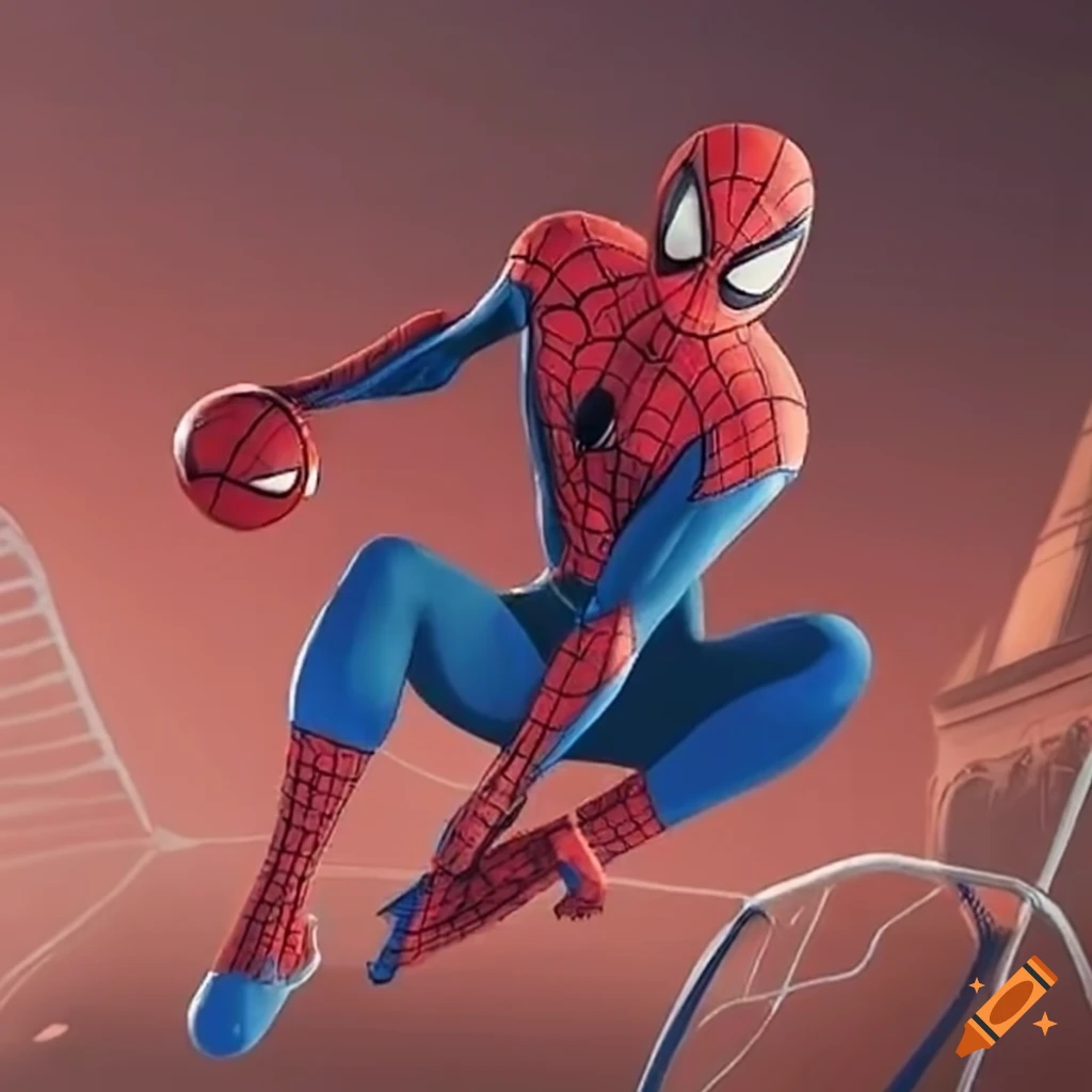 Toile de Spiderman à capuche se balançant dans le noir · Creative Fabrica