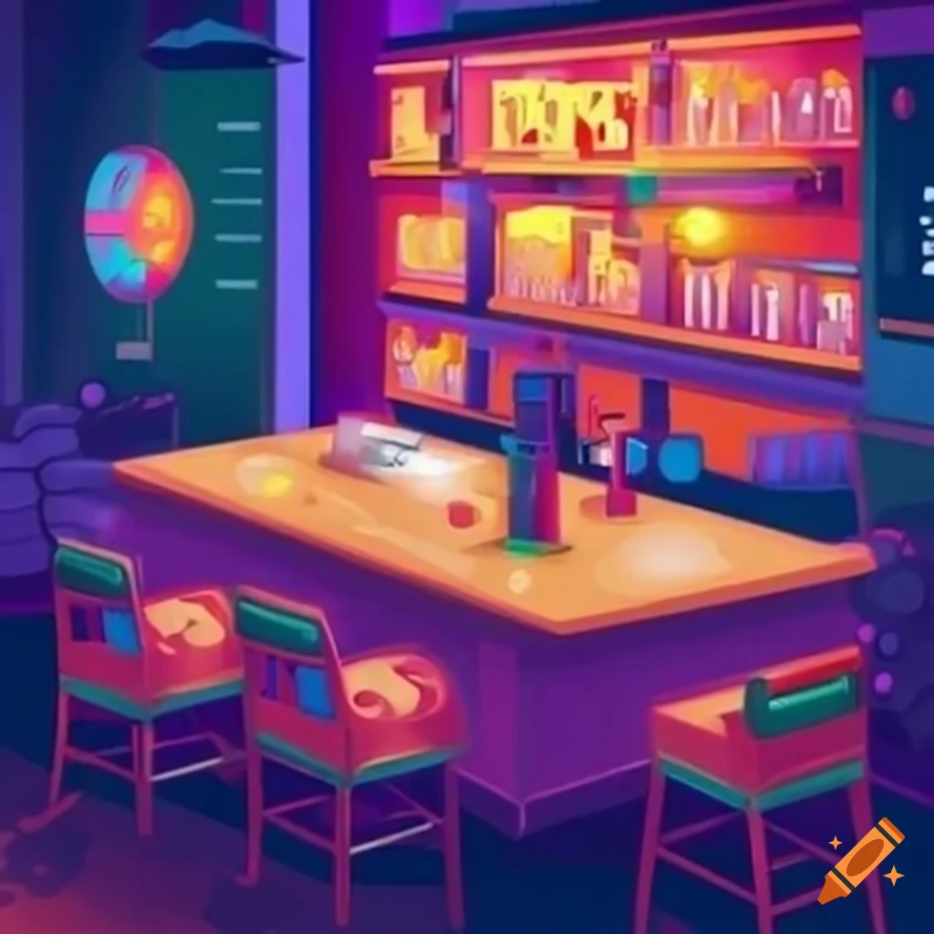 cyber security-themed pub interior