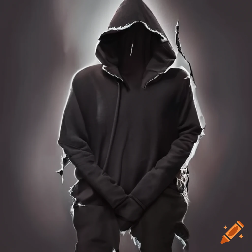man wearing a torn black hoodie