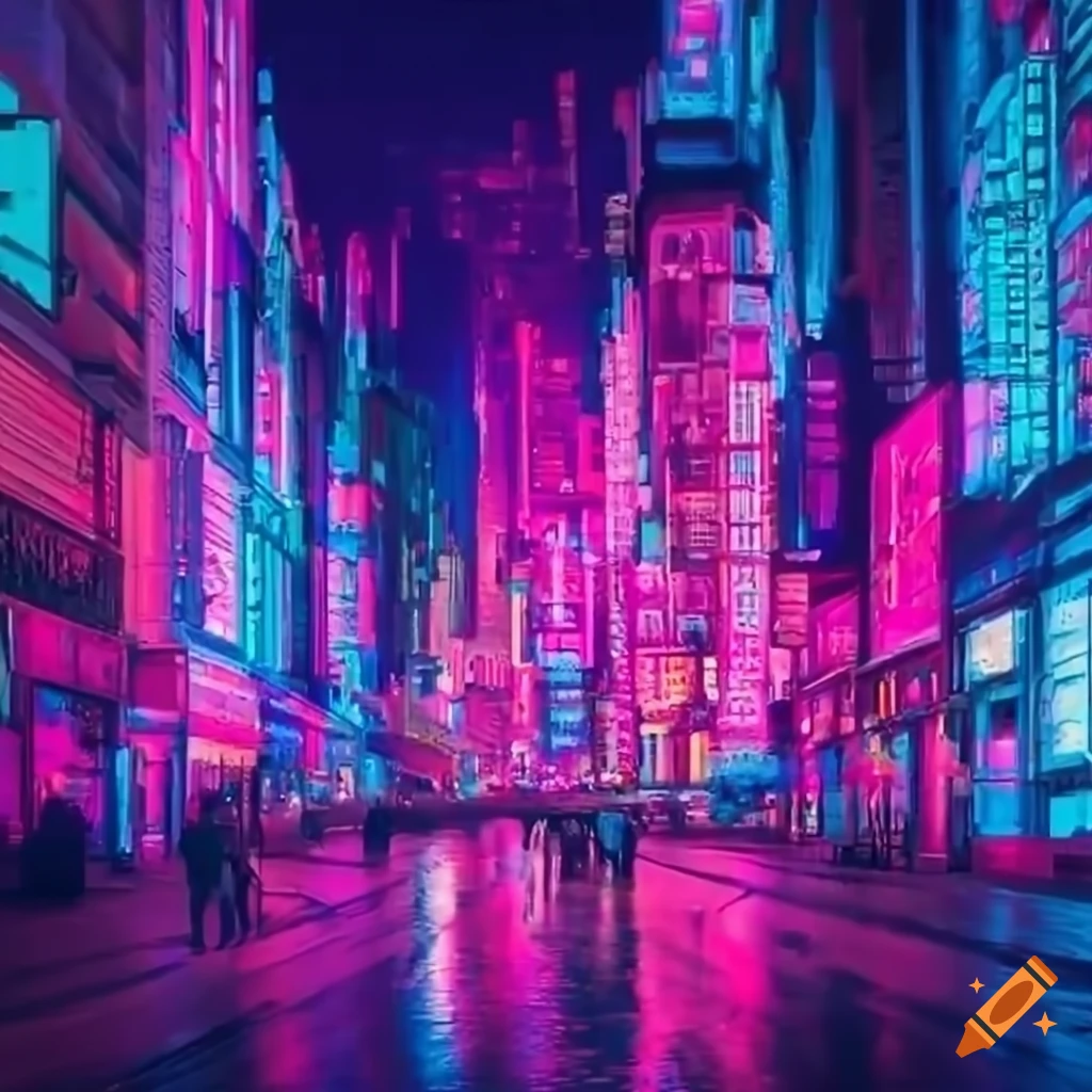 Neon-lit fantasy cityscape in 4k on Craiyon