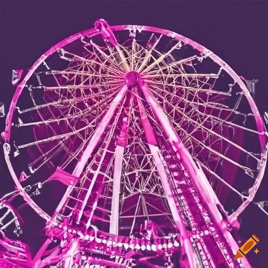 Magenta Plakat for a Kirmes with a Ferris wheel