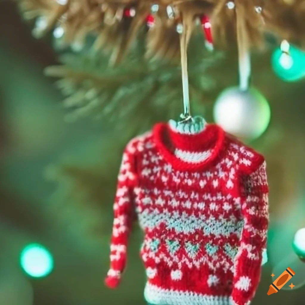 Festive christmas tree with tiny hanging jumpers