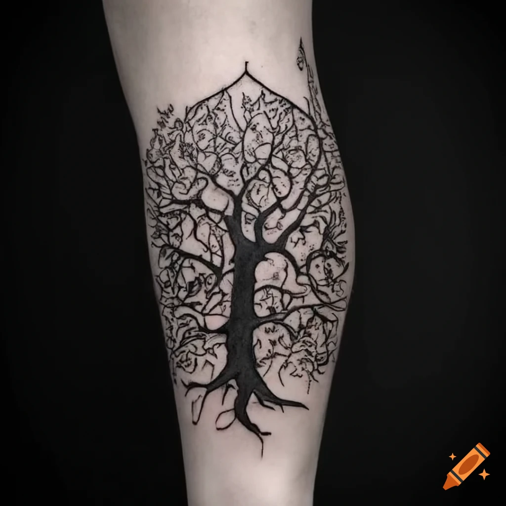 Creating a Symbolic and Meaningful Family Tree Tattoo Design