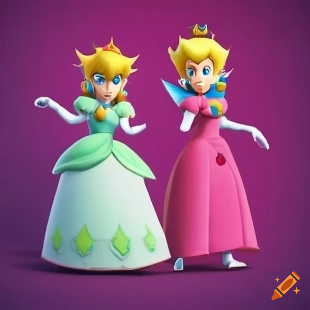 Cosplay of princess peach and link in a ballroom