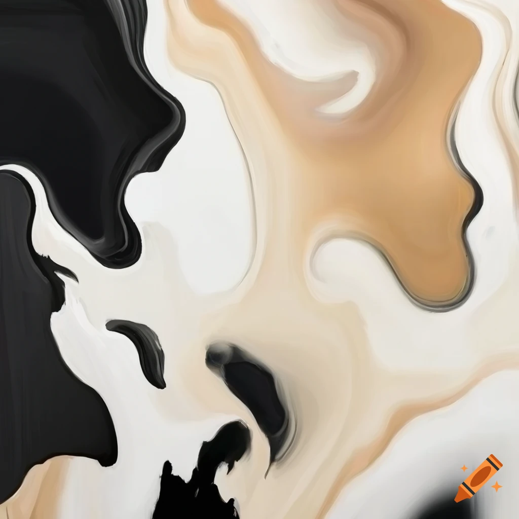 abstract painting in black, white, and beige