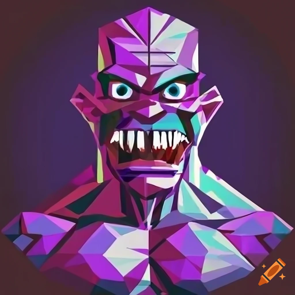 Retro Style Polygon Monster Super Villain Portrait On Craiyon