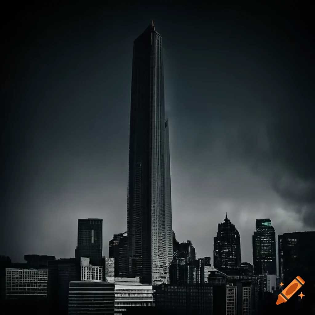 skyscraper dominating the city skyline